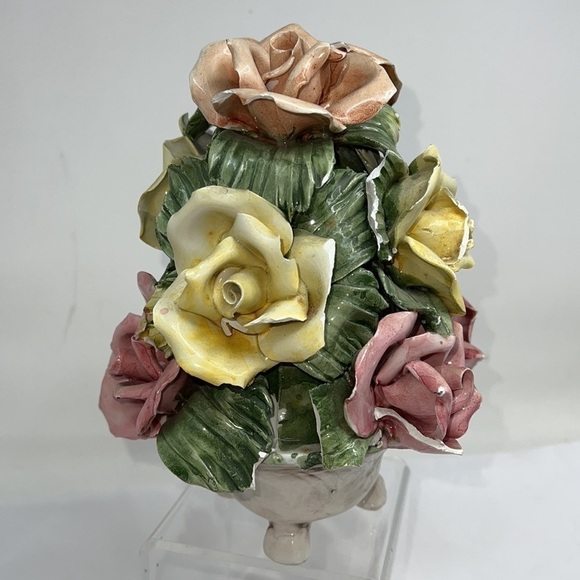 Capodimonte Porcelain Flower Roses Basket - Picture 4 of 11